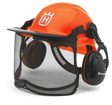 Шлем защитный Husqvarna Functional флуоресцентный в комплекте с сеткой и наушниками