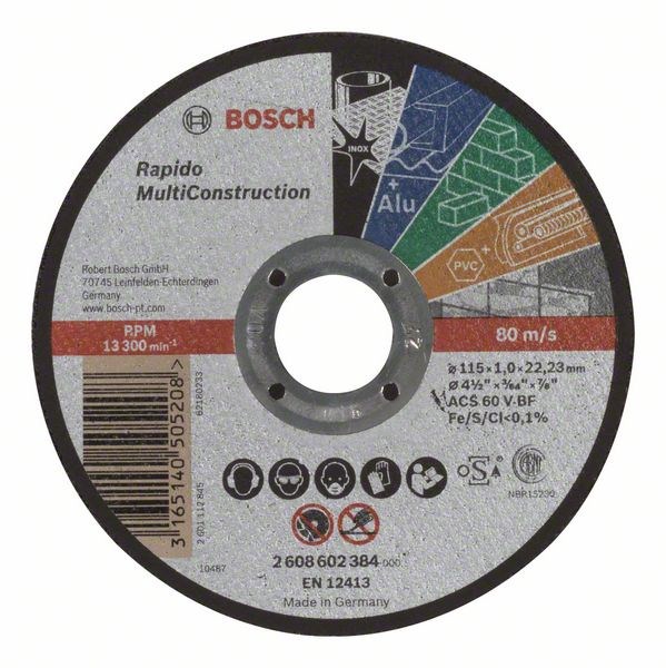 Отрезной круг Bosch Multiconstruct 115Х1.0 мм