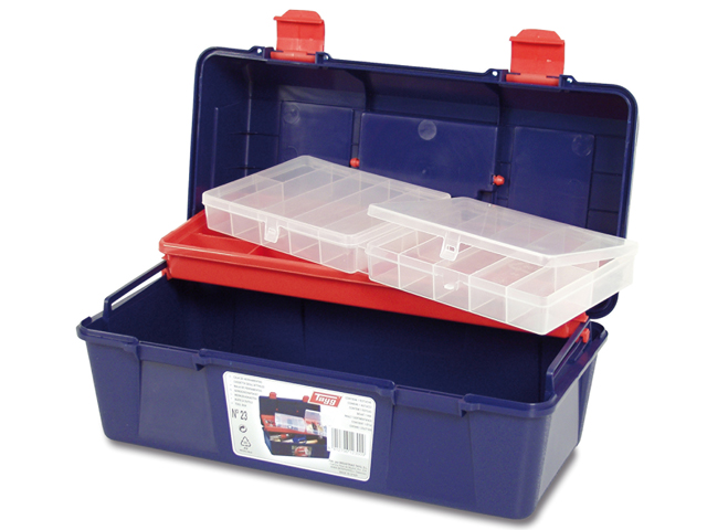 Ящик для инструмента пластмассовый 35,6x18,4x16,3 см с лотком TAYG 23