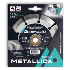 Диск алмазный сегментный METALLICA Optima 115x22,2мм, H=10мм по бетону, кирпичу