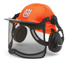 Шлем защитный Husqvarna Functional флуоресцентный в комплекте с сеткой и наушниками