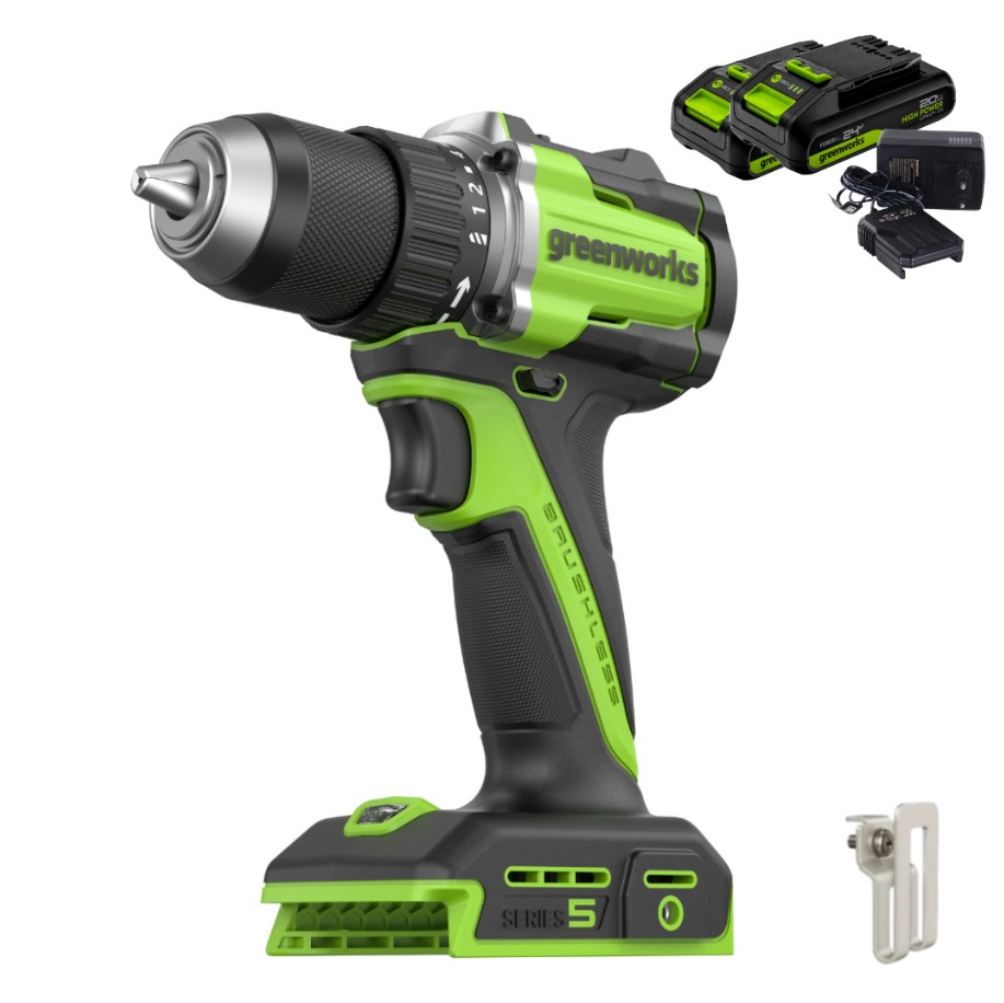Аккумуляторная дрель-шуруповерт Greenworks DD560 24В (2 АКБ 2Ач + ЗУ)