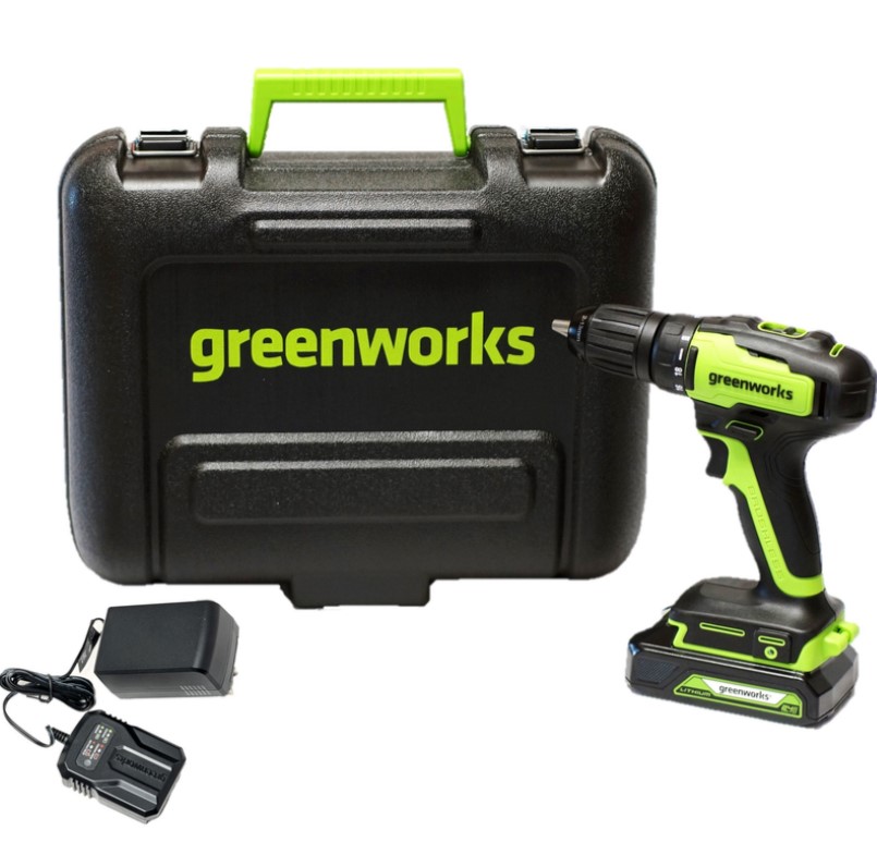 Аккумуляторная дрель-шуруповерт Greenworks GD24DD35K2 24В (в комплекте АКБ+ЗУ)