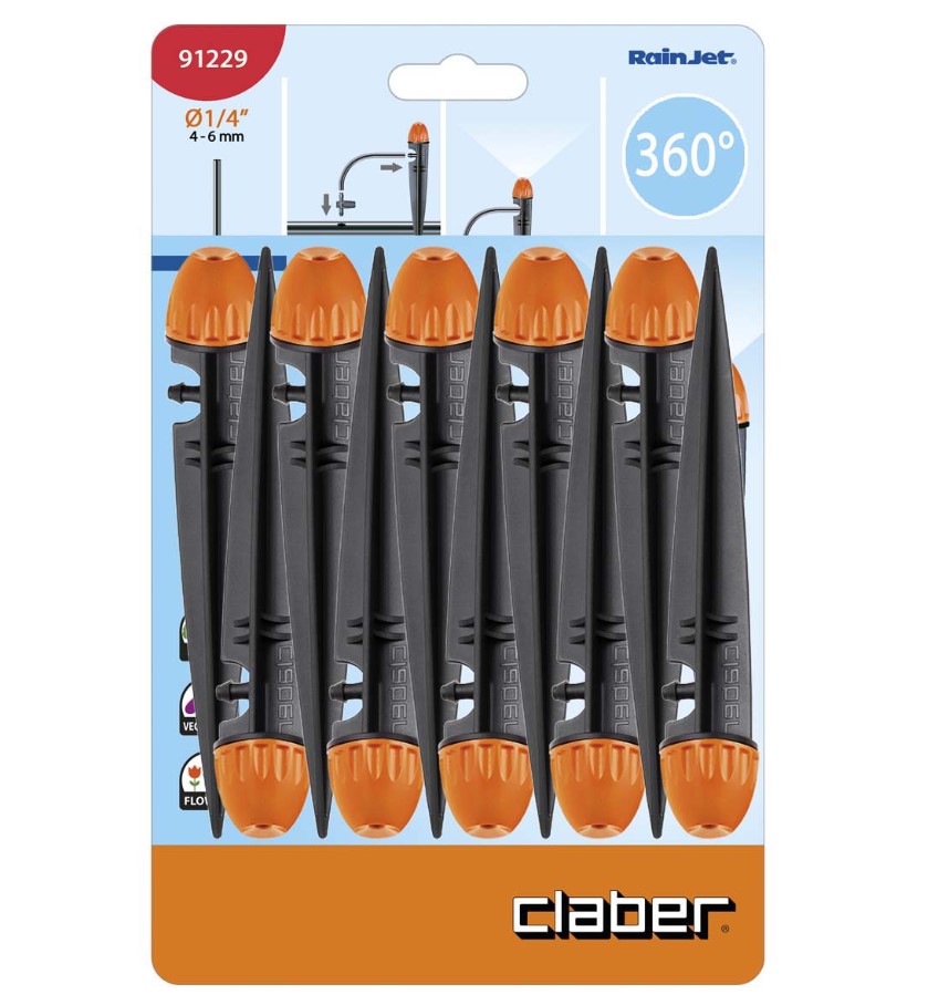Дождеватель на спице Claber 1/4" туман 360°, 10 шт.