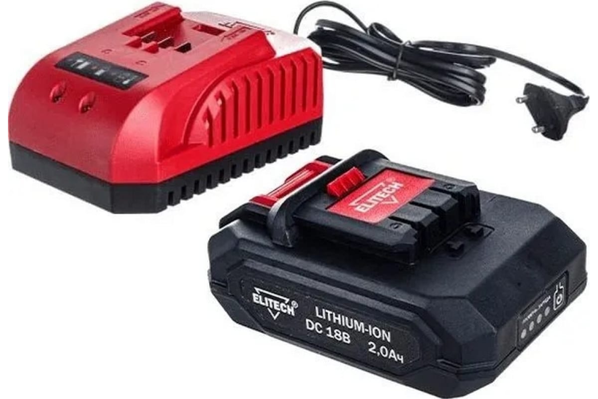 Набор аккумуляторов 18V 2.0 Ah (2 шт) + зарядное устройство (2 шт) ELITECH (1820.131800)