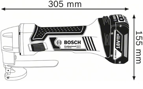 Аккум. ножницы по металлу BOSCH GSC 18V-16 в кор. (без аккумуляторов и зарядного устройства)