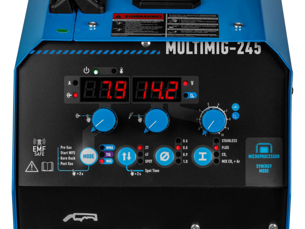 Полуавтомат сварочный Solaris MULTIMIG-245 (MIG/FLUX/SPOT/MMA/TIG)