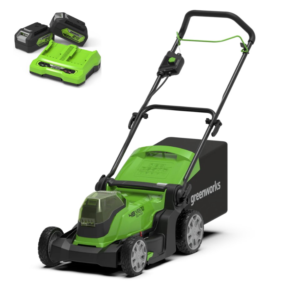Аккумуляторная газонокосилка Greenworks G24X2LM41K2X 2x24В (в комплекте 2АКБ + Двойное ЗУ)