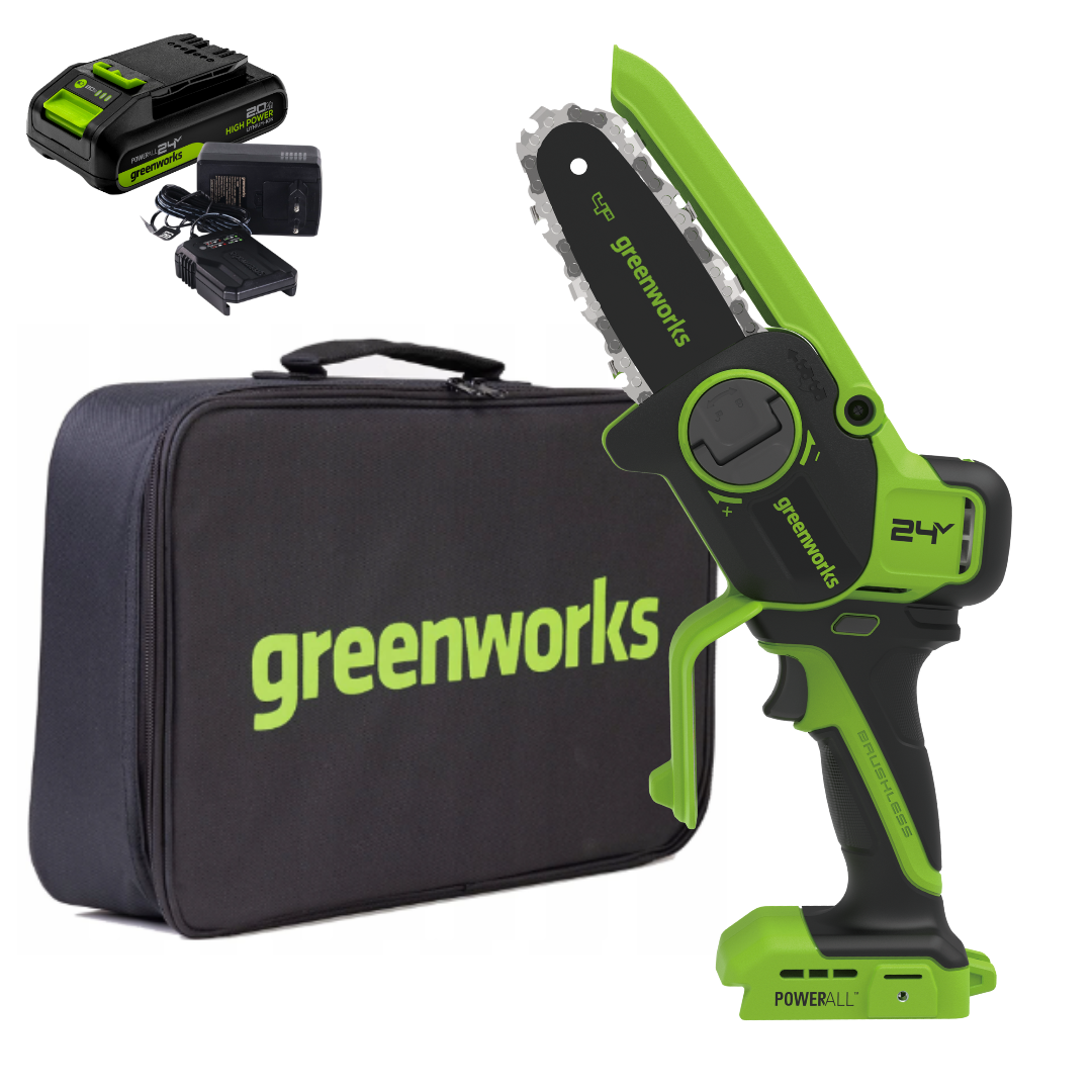 Мини-пила цепная аккумуляторная Greenworks CS2410AK2 24V (АКБ 2 А/ч + ЗУ)