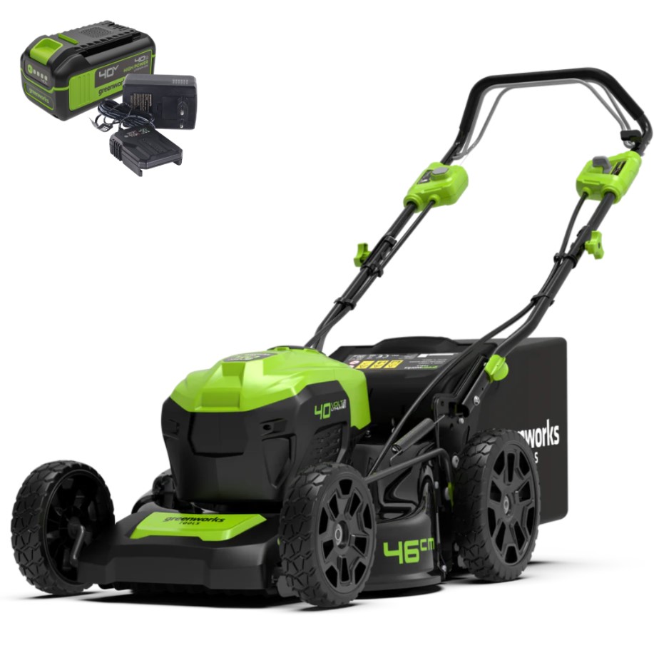 Аккумуляторная газонокосилка Greenworks GD40LM46SPK4 40В (в комплекте АКБ + ЗУ)