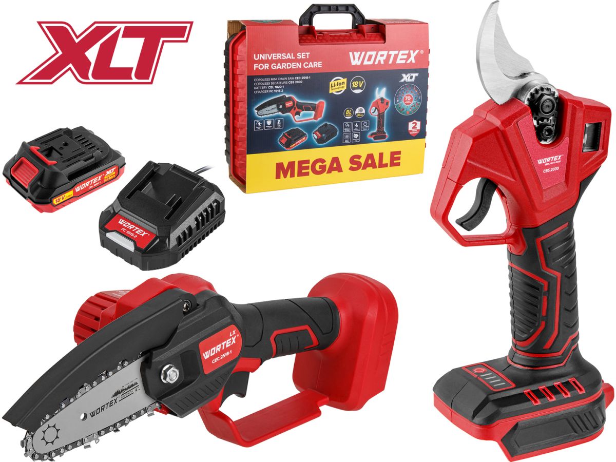 Набор аккум. инструмента WORTEX (мини-пила LX CEC 2518-1 + секатор CBS 2030 + АКБ 2Ач + ЗУ 2А)