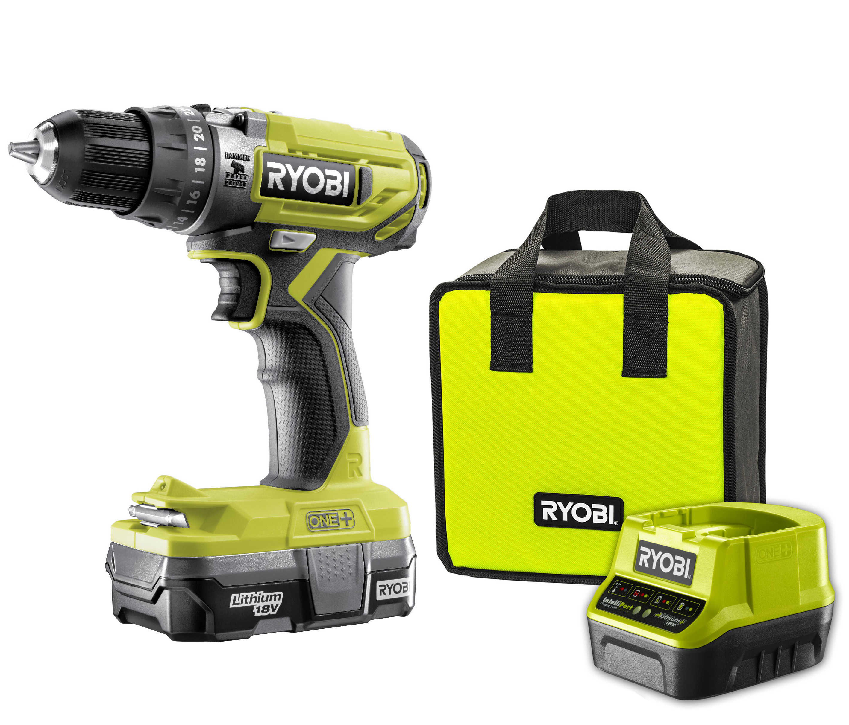 Аккумуляторная ударная дрель-шуруповерт RYOBI R18PD2-113S