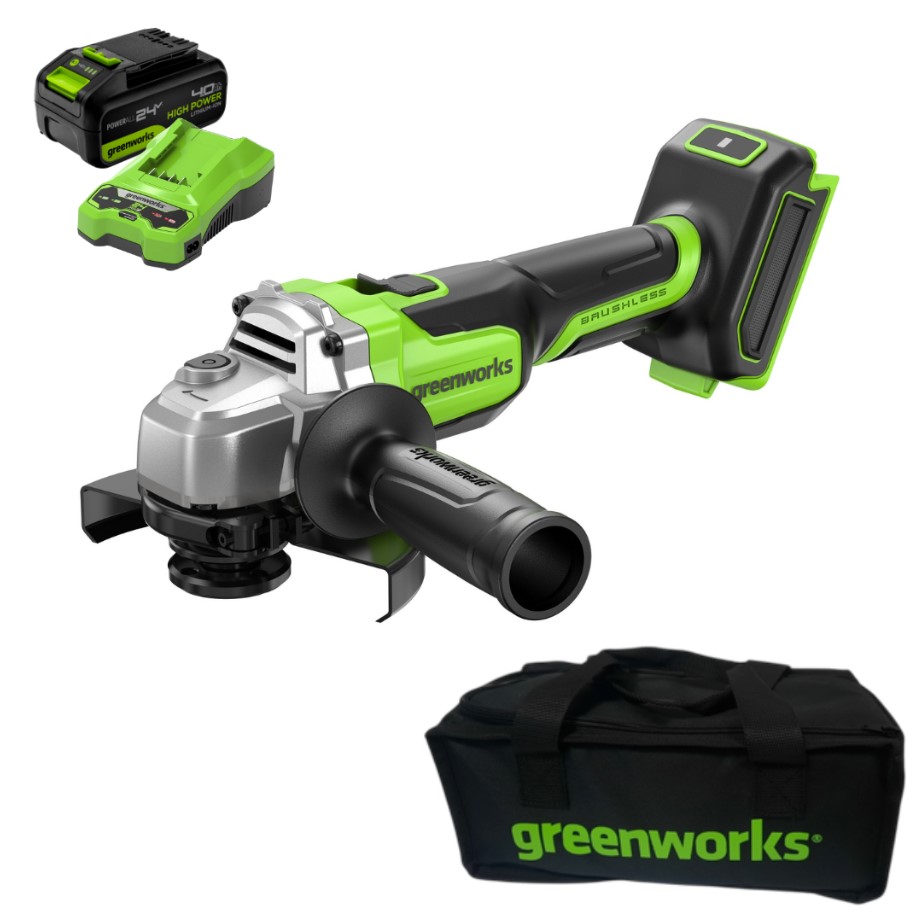 Аккумуляторная углошлифмашина Greenworks AG590K4 24В (АКБ 4Ач + ЗУ)