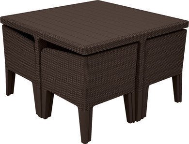 Набор уличной мебели (Стол, 4 кресла) Columbia dining set, коричневый