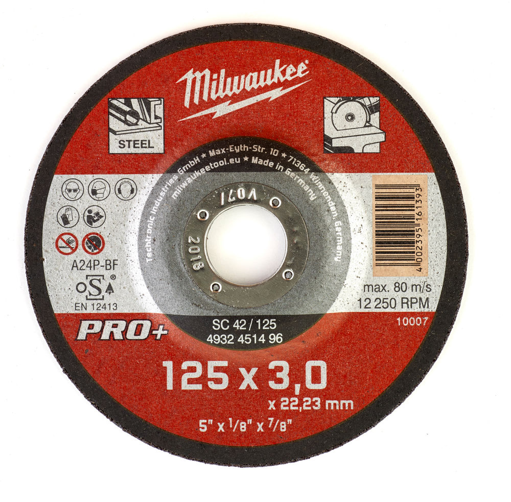 Диск отрезной по металлу 125 мм/3мм MILWAUKEE SC 42/125