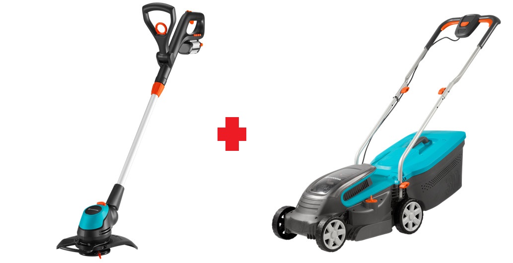 Комплект Gardena - Триммер аккум. EasyCut Li-18/23 + Газонокосилка аккум. PowerMax Li-18/32