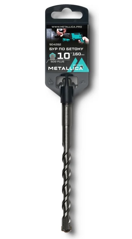 Бур по бетону SDS-plus METALLICA Optima 10х160/100 мм, напайка с центром, 2 спирали