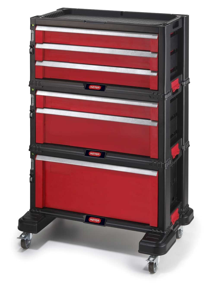 Комод для инструментов Keter SET 6 DRAWER RED, 6 ящиков, красный/серый/чёрный