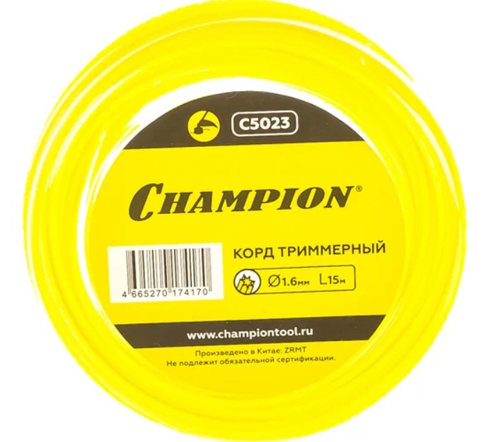 Корд триммерный CHAMPION Star 1,6 мм, 15 м (звезда) Корд триммерный CHAMPION Star 1,6 мм, 15 м (звезда)