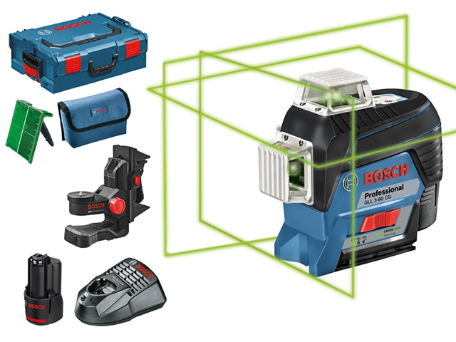 Нивелир лазерный линейный BOSCH GLL 3-80 CG c аккумулятором L-BOXX