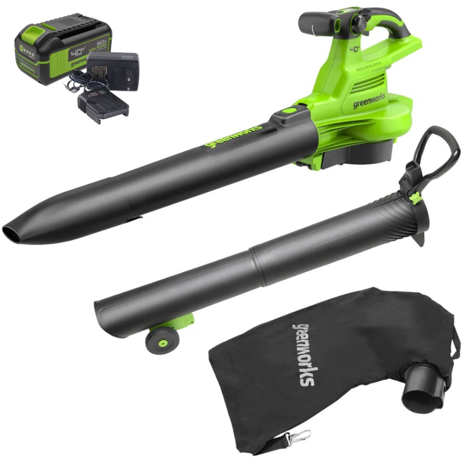 Воздуходувка-пылесос аккумуляторная Greenworks GD40BVIIK5 (АКБ 5Ач + ЗУ)