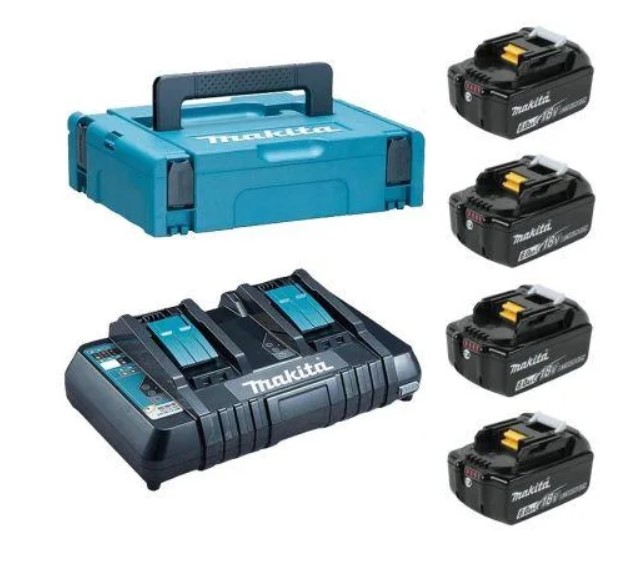Набор аккумуляторов Makita BL1860B (4 шт.) + зарядное устройство DC18RD
