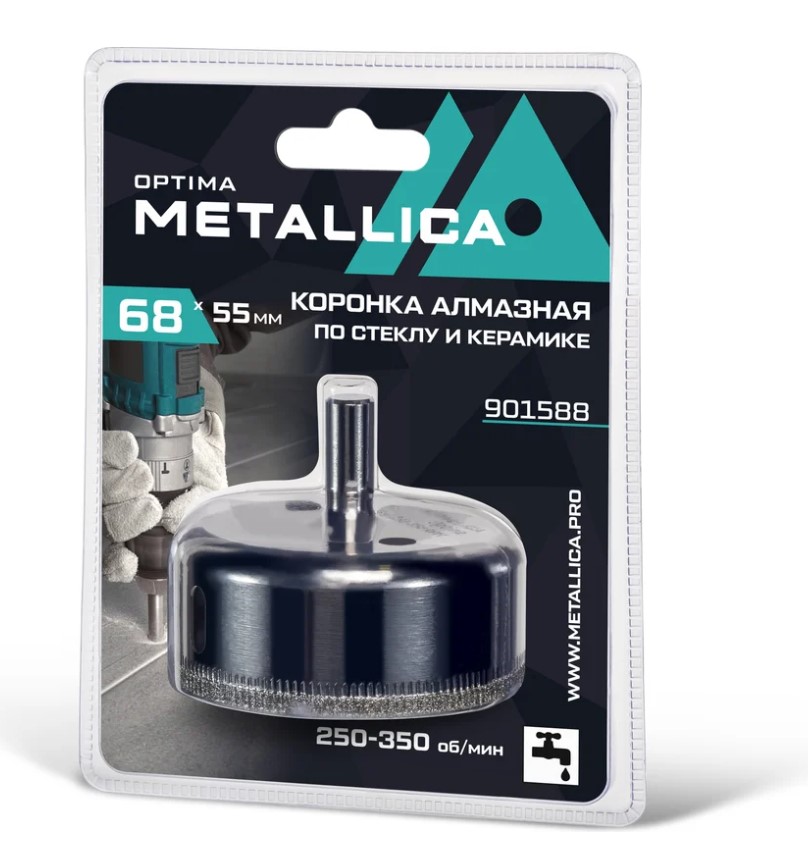 Коронка алмазная METALLICA Optima  68x55 мм, #80, по стеклу, плитке