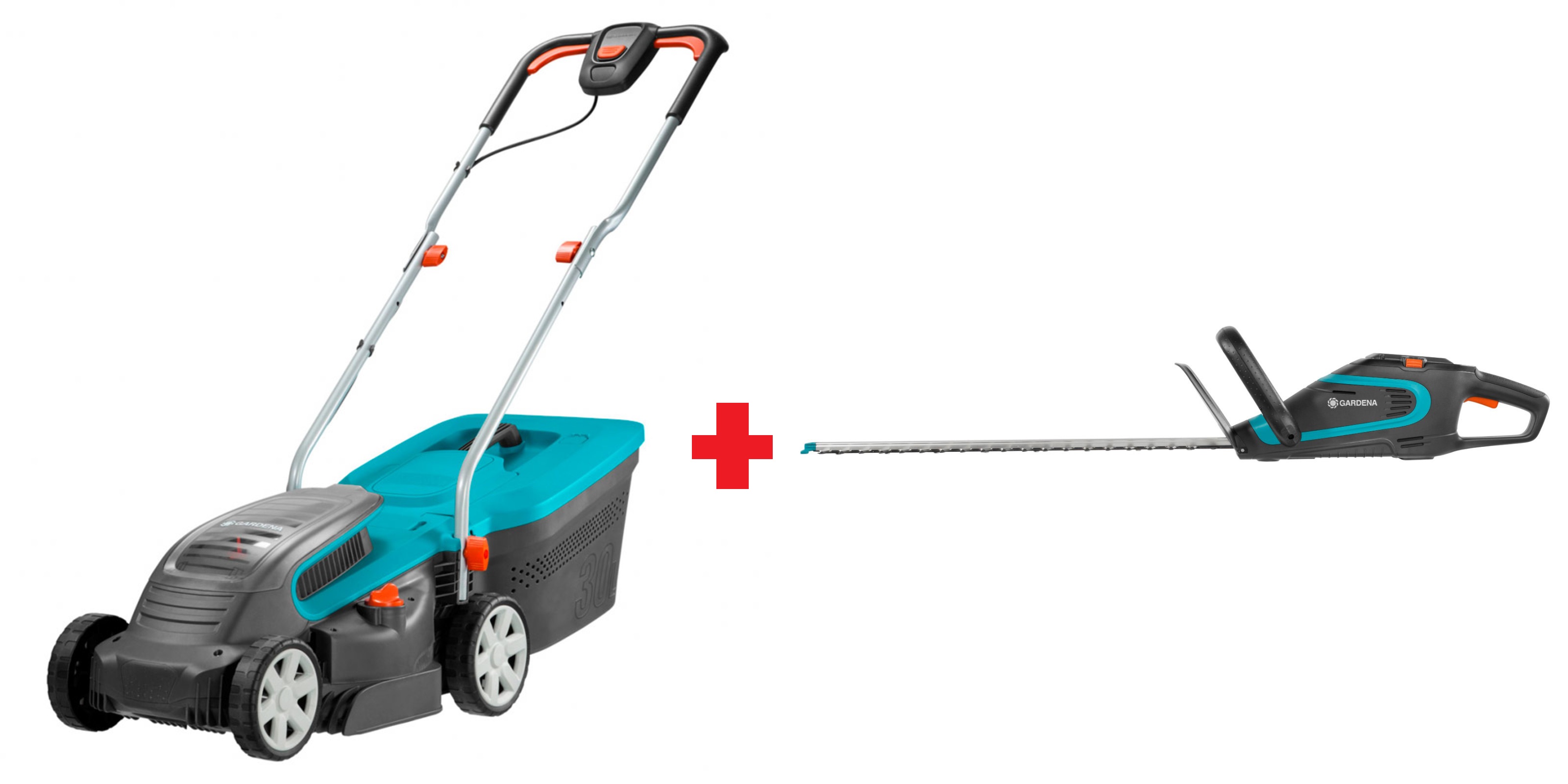 Комплект Gardena - Газонокосилка аккумуляторная PowerMax Li-40/32 + Ножницы для живой изгороди аккуму.PowerCut Li-40/60