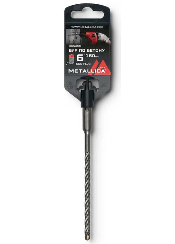 Бур по бетону SDS-plus METALLICA Ultra 6х160/100 мм, Х-напайка, 4 спирали