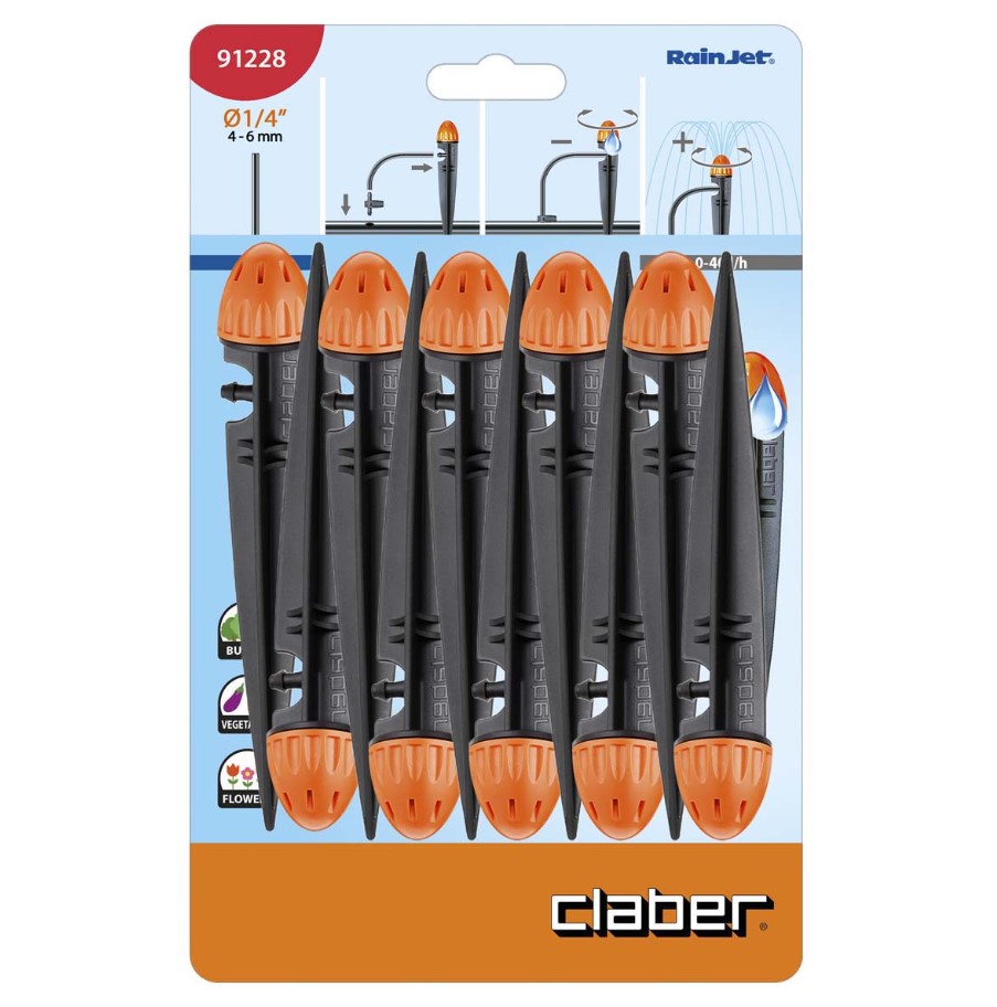 Капельница на спице Claber 1/4" 0-40л/ч, 10 шт.