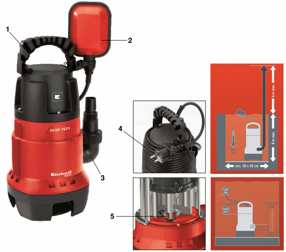 Погружной насос для грязной воды Einhell GC-DP 7835