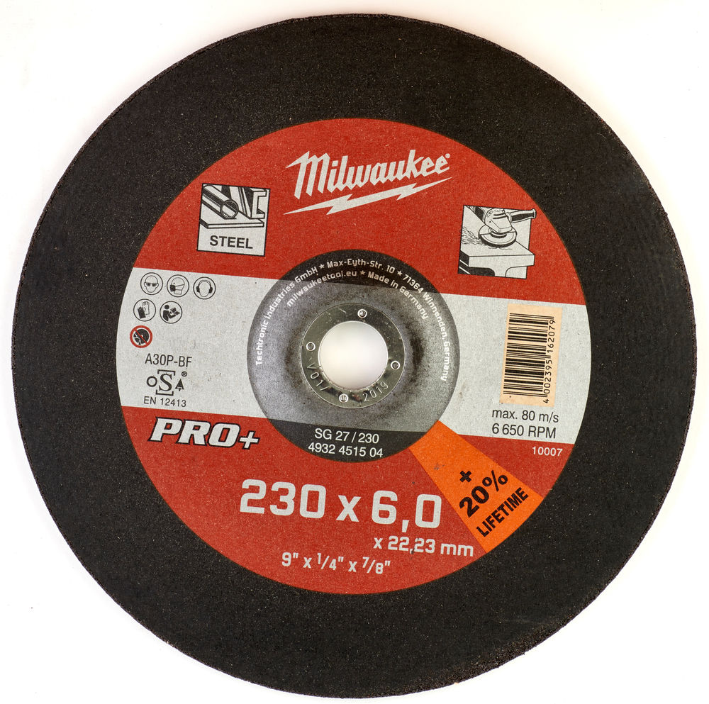 Диск шлифовальный по металлу 230мм/6мм MILWAUKEE SG 27/230