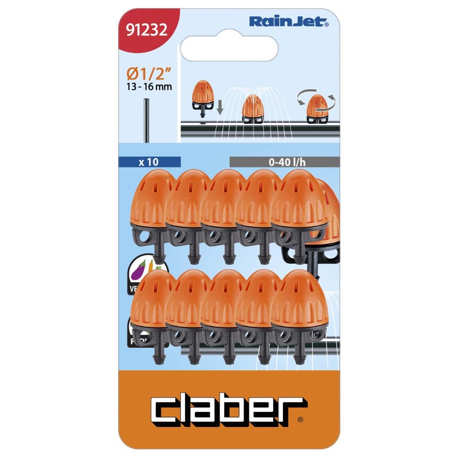 Капельница встраиваемая Claber 0-40л/ч, 10 шт.