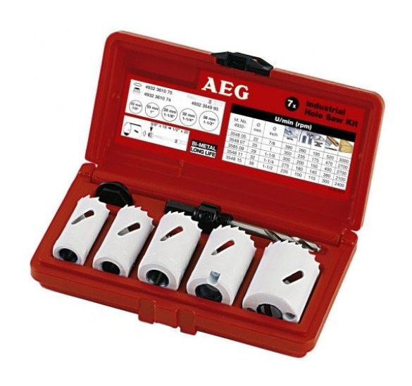 Набор коронок AEG универсальный- дерево, металл, ПВХ (22,25,29,32,38)