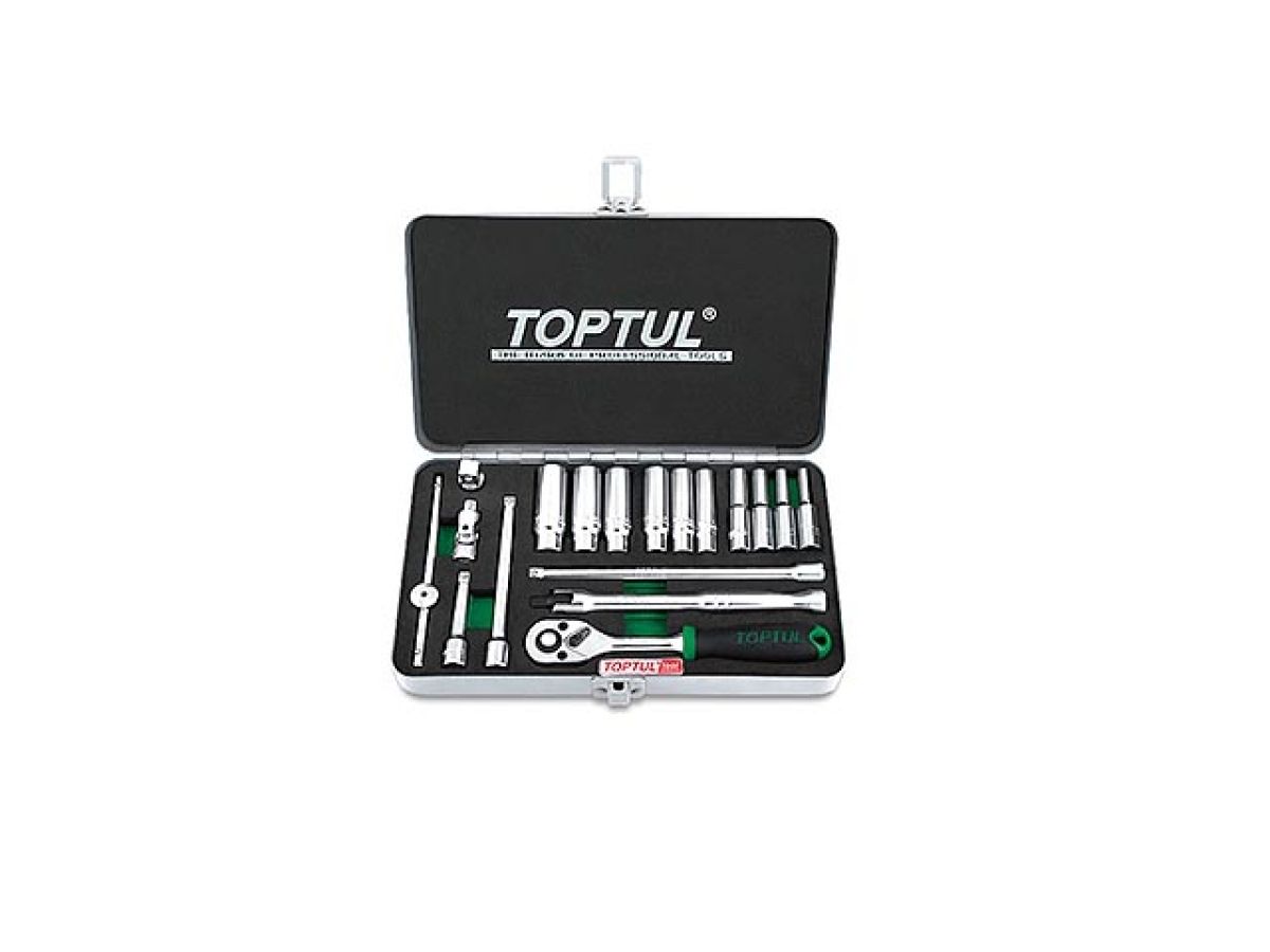 Набор головок 1/4" 4-13мм 18предм. 6гр. метал. кейс  TOPTUL (GCAD1822)