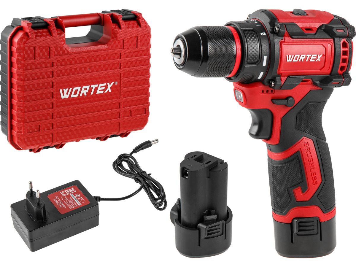 Аккумуляторная дрель-шуруповерт WORTEX LX BD 1213-1 Dli в чем. (2 АКБ 2Ач + ЗУ)