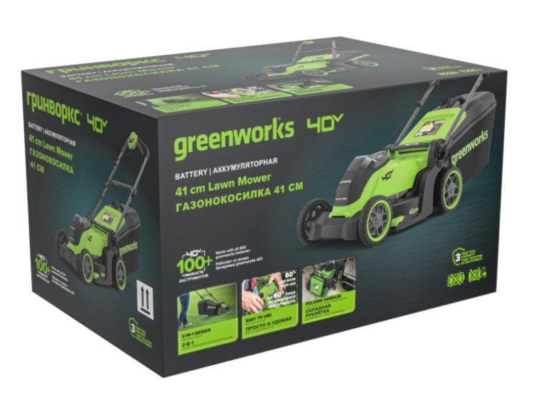 Аккумуляторная газонокосилка Greenworks GD40LM411K4 40V (АКБ+ЗУ)