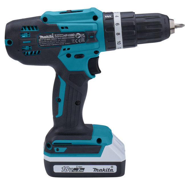 Аккумуляторная дрель-шуруповерт MAKITA 18V G-series HP 488 DWAE в чем.