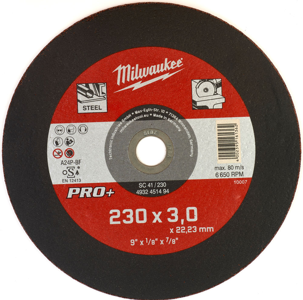 Диск отрезной по металлу 230 мм/3мм MILWAUKEE SC 41/230