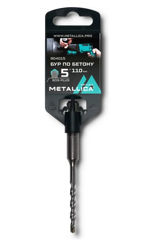 Бур по бетону SDS-plus METALLICA Optima 5х110/50 мм, напайка с центром, 2 спирали