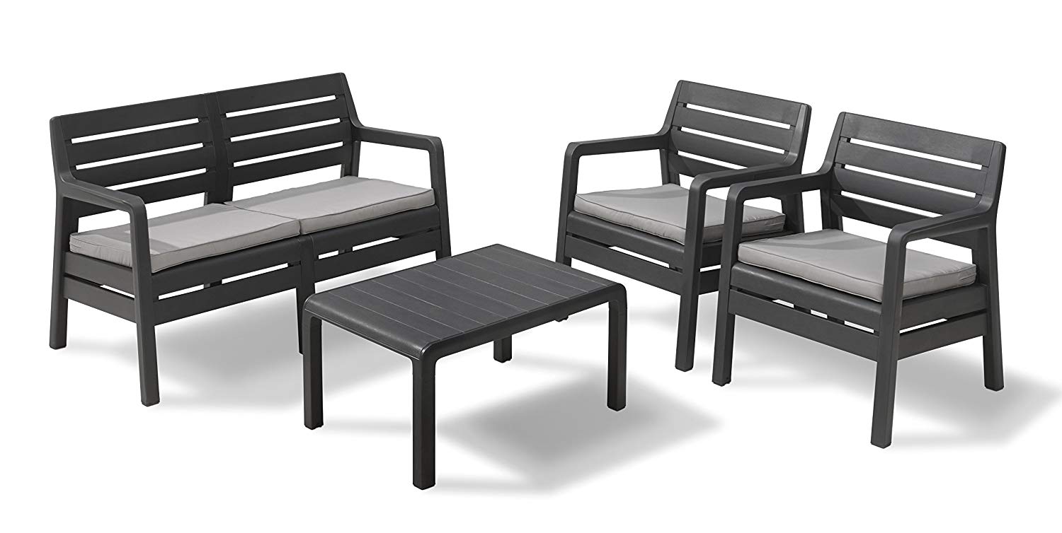 Набор мебели Ketter Delano Set (два кресла, скамья 3х местная, столик), графит
