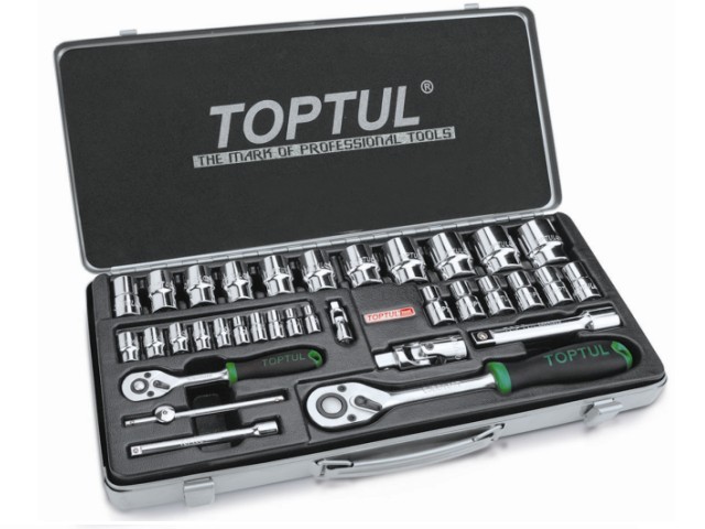 Набор головок 1/4", 1/2" 5-32мм 34предм. 6гр. метал.кейс TOPTUL (GCAD3402)