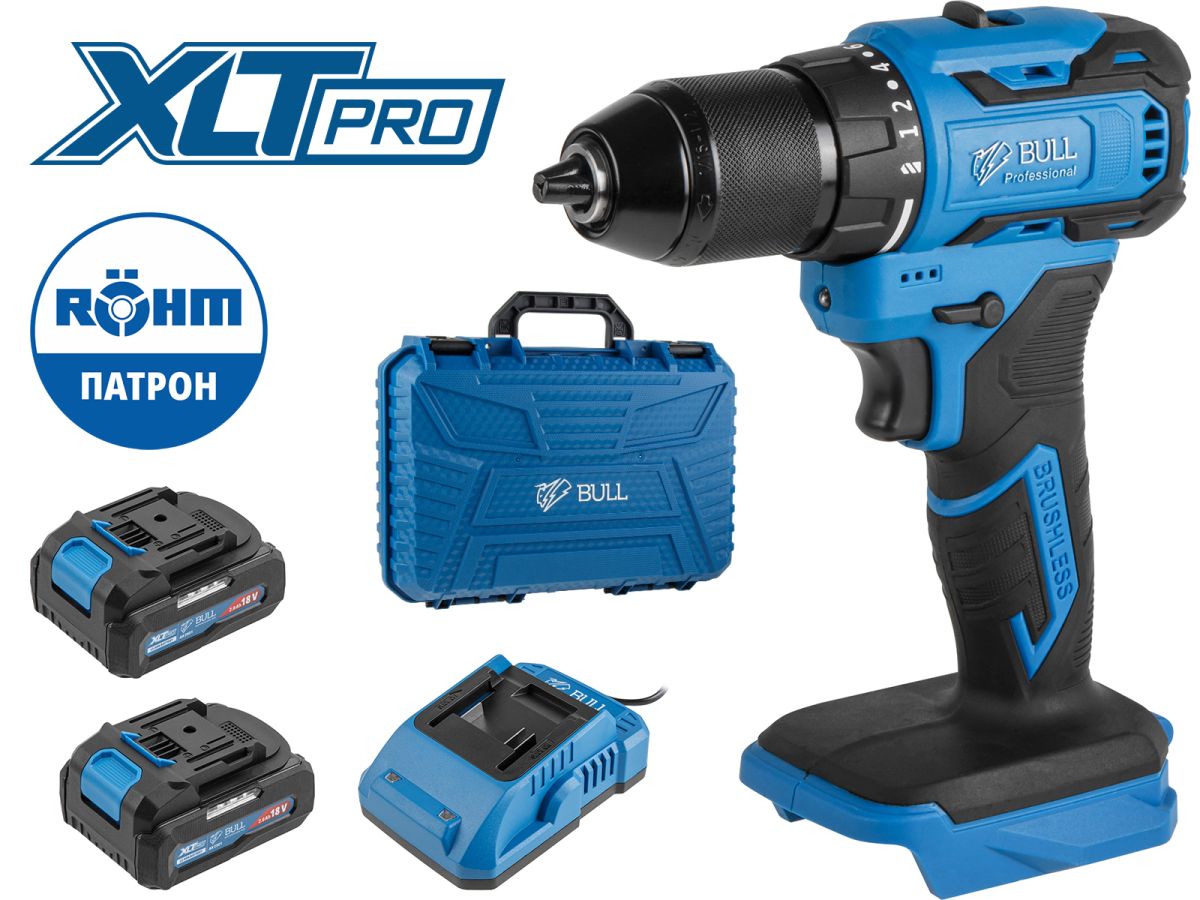 Аккум. дрель-шуруповерт BULL SR 1804 R-series XLTpro в чем. (2 АКБ 2Ач + ЗУ)
