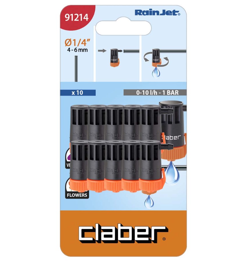 Капельница концевая Claber 0-10л/ч, 10 шт.