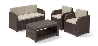 Набор уличной мебели Modena SET (скамья двухместная, 2 кресла, стол), коричневый