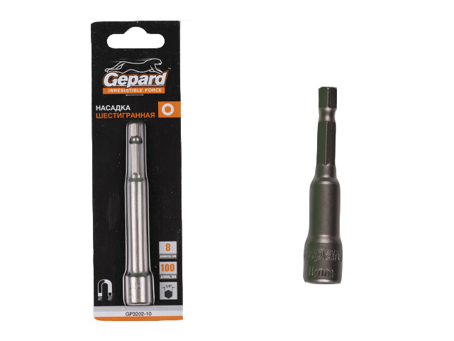 Насадка шестигранная магнитная  7х65мм GEPARD (GP3201-65) (бита с торцевой головкой сталь S2 магнитная)