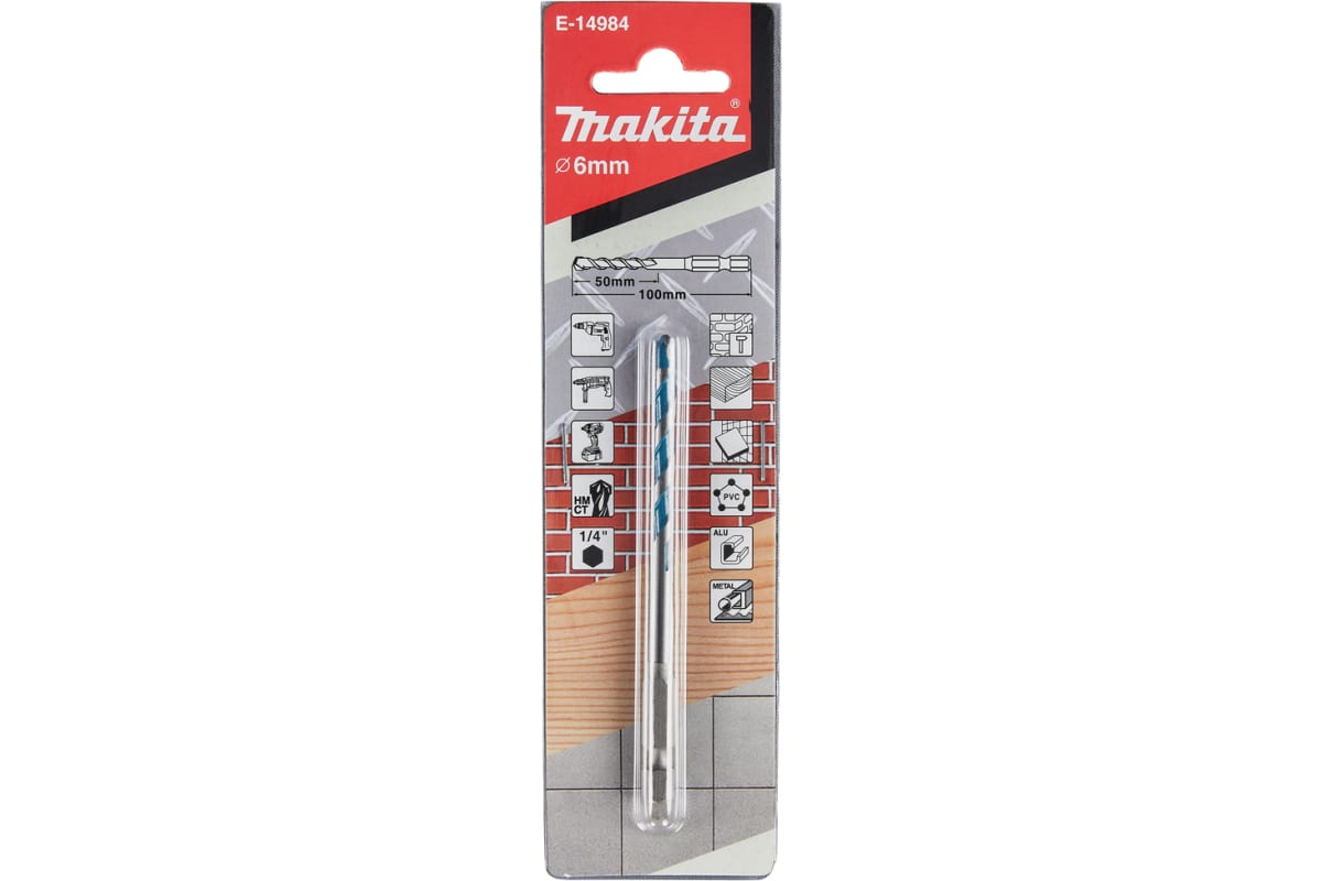 Сверло универсальное HEX 6x50x100 мм, MAKITA