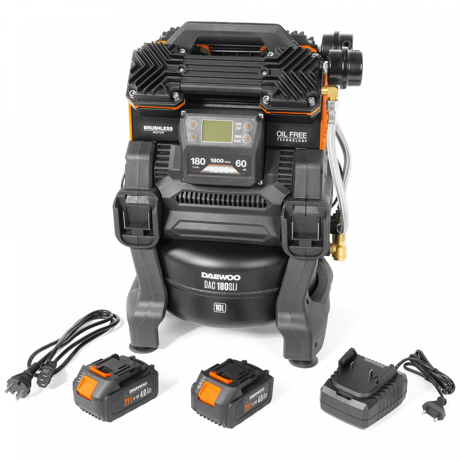 Компрессор аккумуляторный безмасляный 42В/220В DAEWOO DAC 180S Li