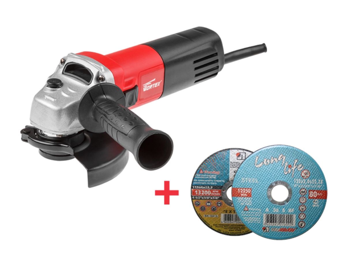 Угловая шлифмашина Wortex AG 1207-3 в кор. +  2 круга по металлу LUGAABRASIV