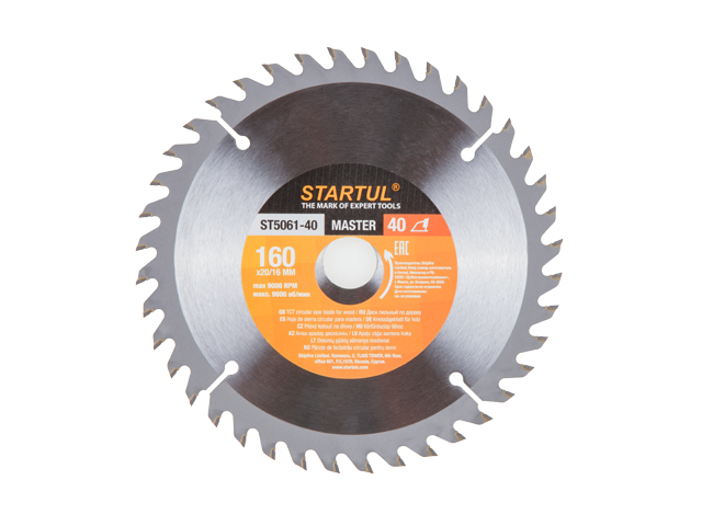 Диск пильный 160х20/16 мм 40 зуб. по дереву STARTUL (твердоспл. зуб)